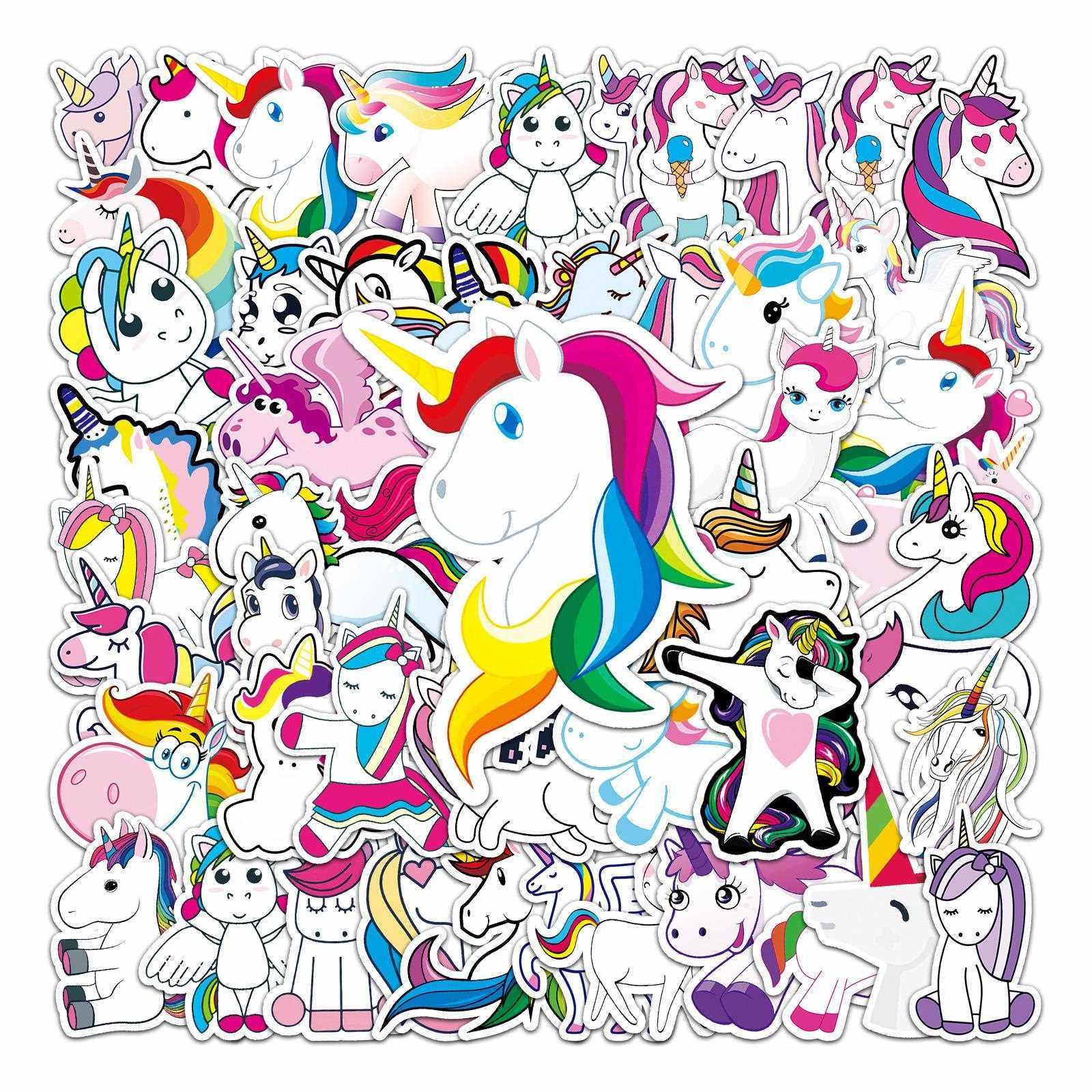 直销新款50张卡通彩虹马涂鸦创意笔记本电脑滑板车汽车手机防水装