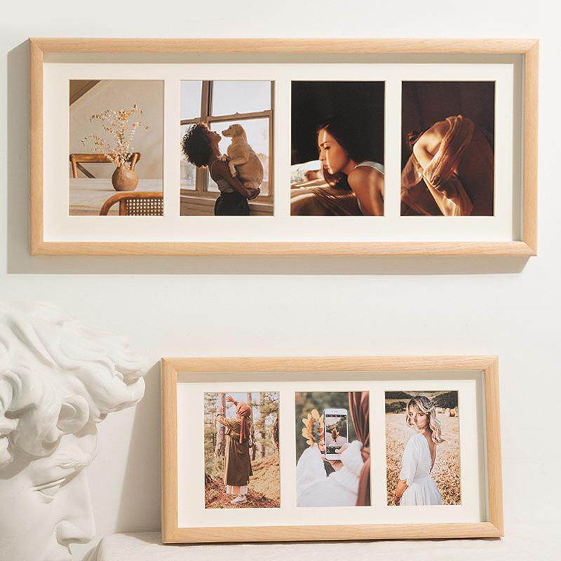 直销新款实木相框照片加卡纸组合相片摆台6寸8寸多孔三连婚纱照相