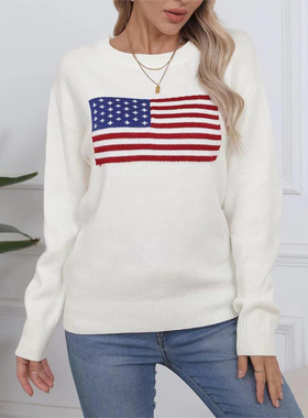 Round-neck knitted top欧美女士套头衫Fashionable sweater毛衣