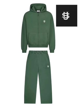 跨境休闲运动套装金币字母刺绣拉链卫衣潮suvene oversize hoodie