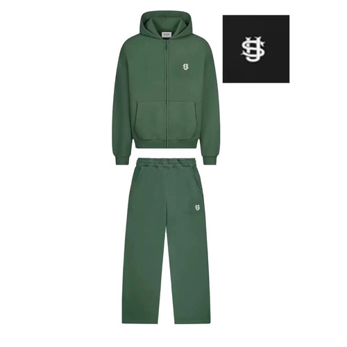 跨境休闲运动套装金币字母刺绣拉链卫衣潮suvene oversize hoodie