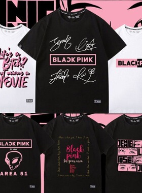 bornpink女团印花短袖t恤高街潮流T恤女ins潮百搭上衣BLACKPINK