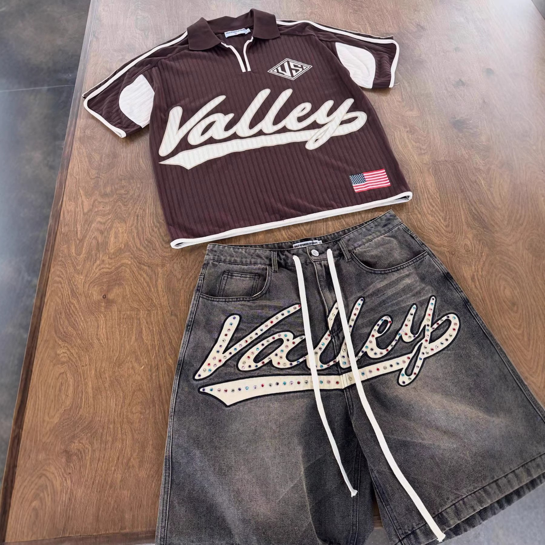 Valley Vintage Denim Shorts潮牌嘻哈风格服装美式高街牛仔短裤