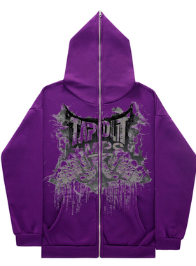 American Street Popular Vintage Y2K TAPOUT Zip Up Hoodie 潮