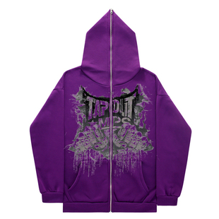 American Street Popular Vintage Y2K TAPOUT Zip Up Hoodie 潮