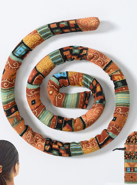 亚马逊可弯曲发带民族风铁丝发绳套装马尾螺旋锁彩色脏辫长发绺