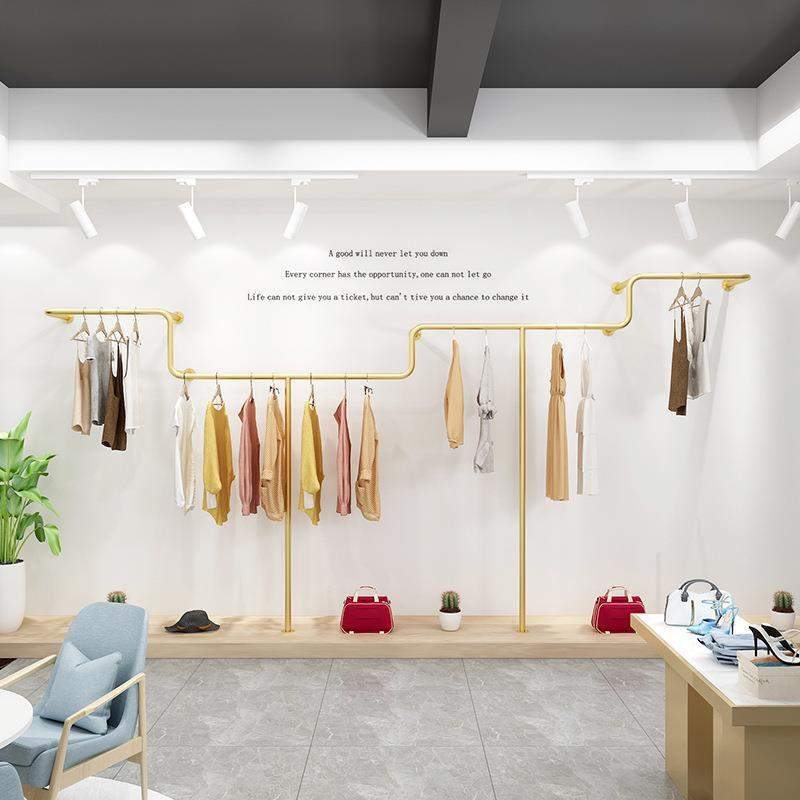 服装店展示架网红上墙壁挂式衣架女装店铁艺金货架童装店陈列道具