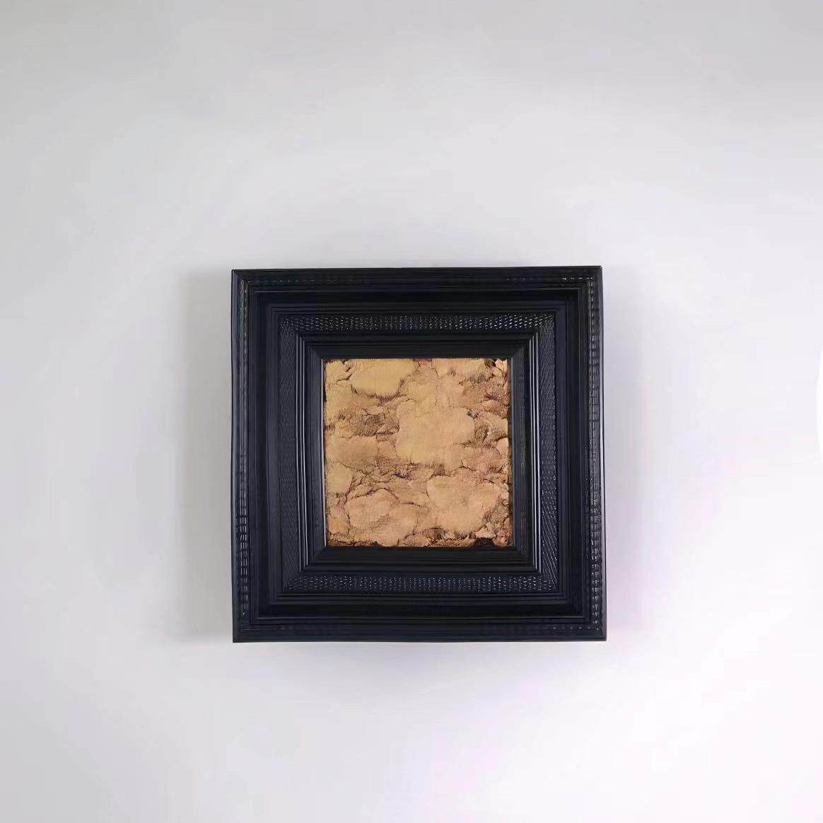 实木框金色肌理小画现代装饰画书柜样板房客厅卧室主卧小画