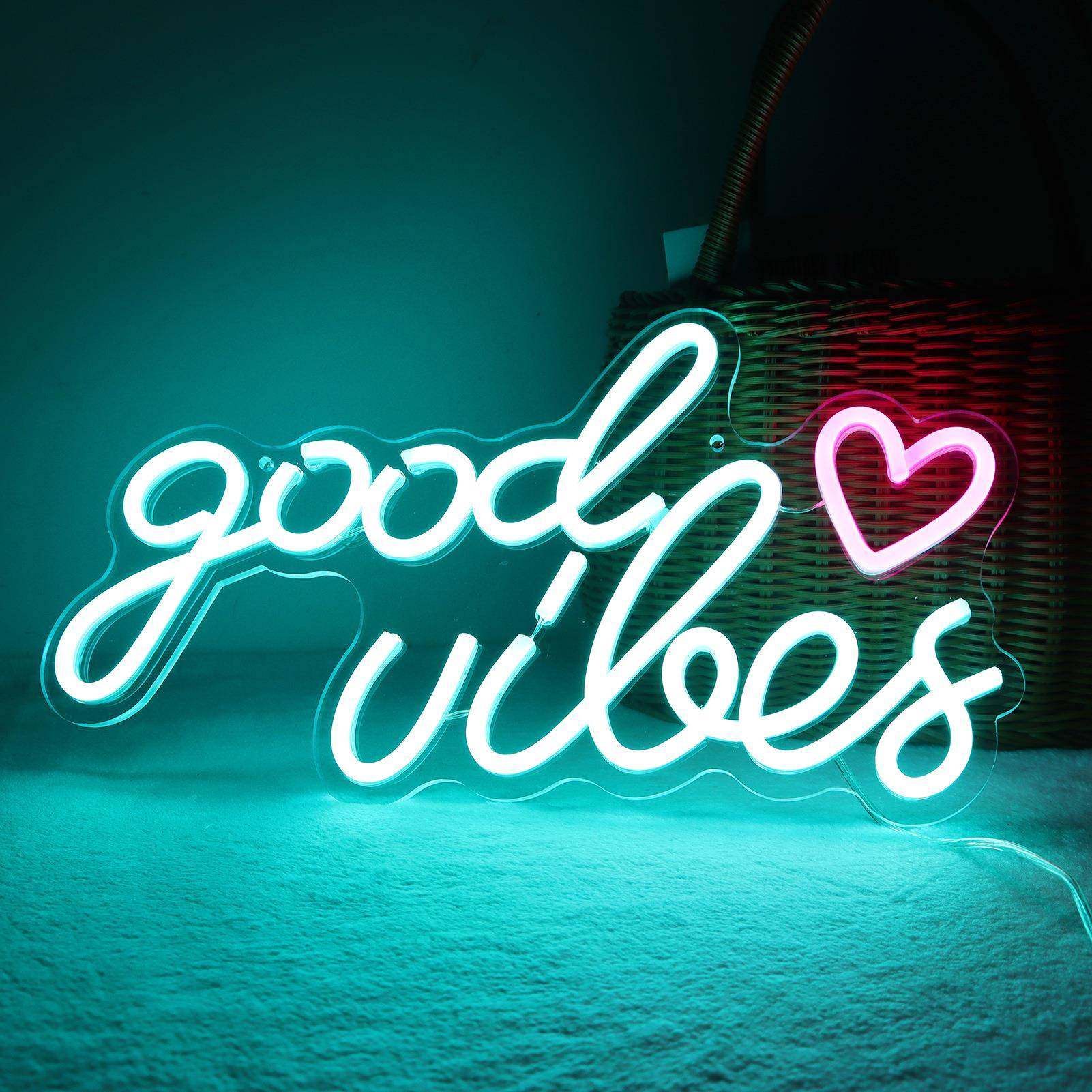 2023新款LED背板霓虹灯英文字母装饰霓虹灯Goodvibes亚克力灯