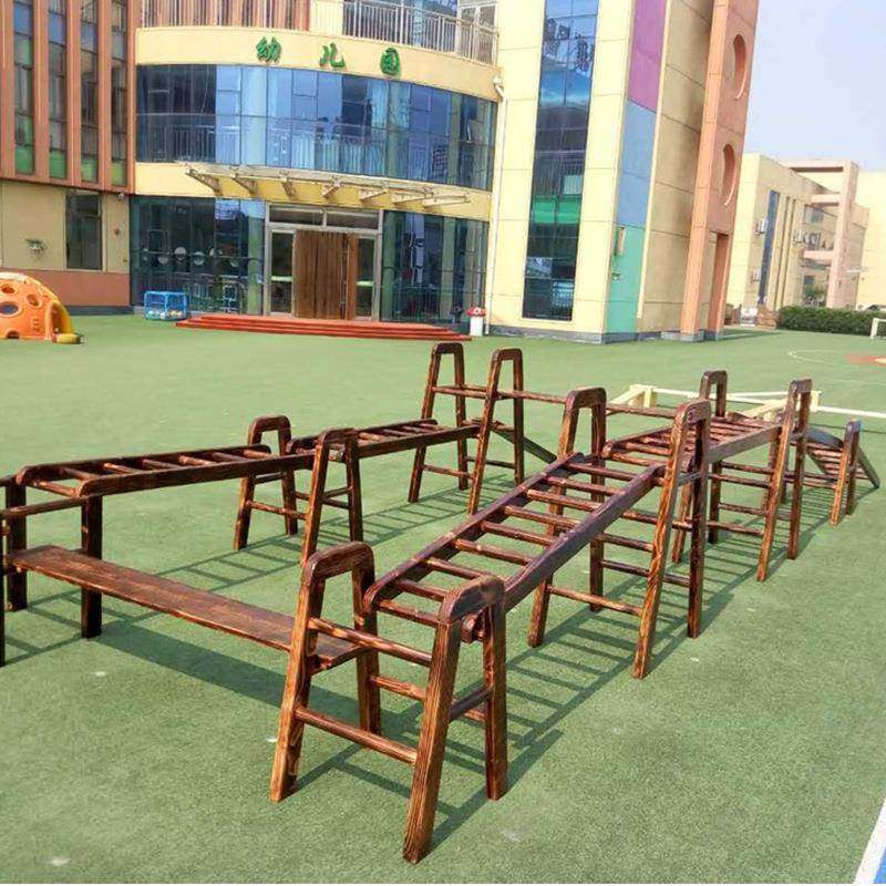 户外碳化木攀爬架幼儿园感统训练安吉16件套木制体能游戏攀爬架