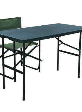 折叠吹塑桌军绿色便携式野战野营餐桌作业桌椅户外指挥桌电脑桌