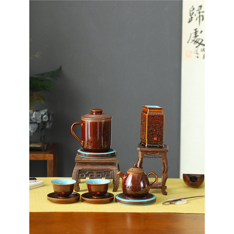 大元张金溪钧御南红旅游茶具便携式一壶两杯功夫旅行茶具小套送礼