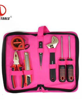 粉红色8件套组套工具外贸出口帆布包工具套装专业女性工具包