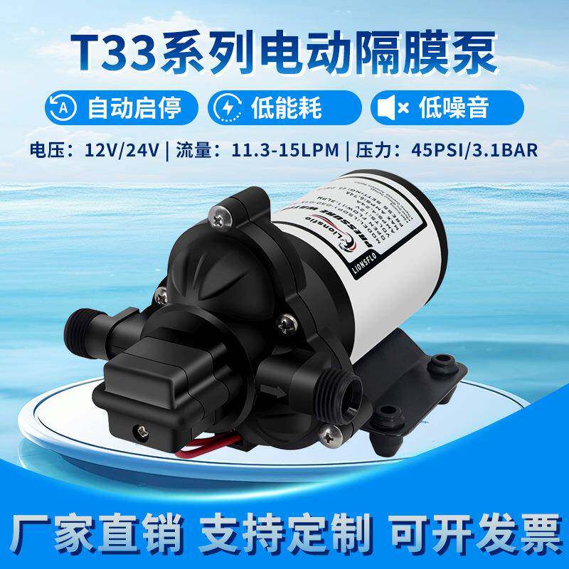 33款房车水泵12V24V小型电动隔膜泵往复式抽水泵直流自吸增压泵