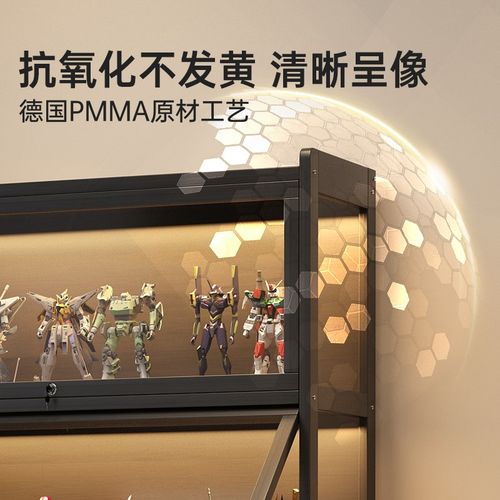 手办展示柜亚克力柜带灯模型柜带锁透明多层防尘收纳柜玩具陈列柜