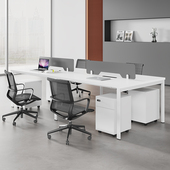 白色职员办公桌椅组合加厚钢架员工桌卡座简约办公室办公桌子