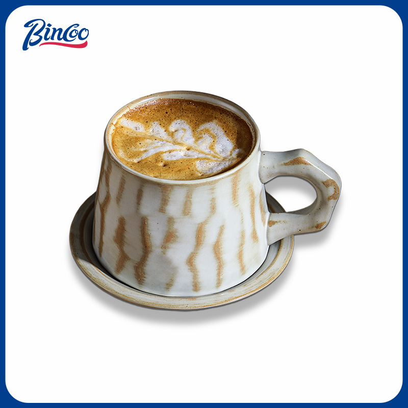 Bincoo日式咖啡杯碟复古粗陶陶瓷咖啡杯高颜值ins杯子马克杯水杯