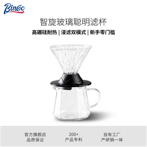 Bincoo玻璃聪明杯螺纹滤杯