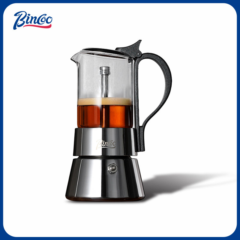 Bincoo不锈钢双阀摩卡壶煮咖啡家用小型意式器具透明手冲咖啡壶,餐饮具,摩卡壶,淘宝优惠券,粉丝福利购,淘宝优惠卷
