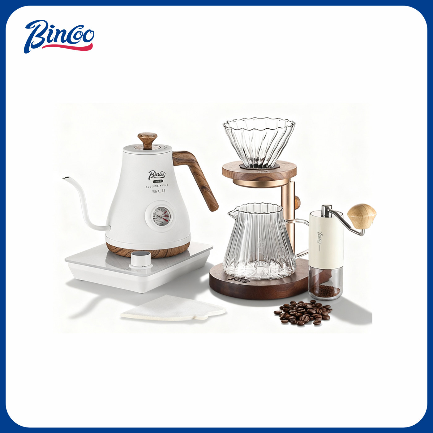 Bincoo温控手冲壶咖啡器具支架套装滤杯分享壶工具手磨咖啡机全套