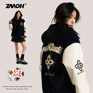ZMOH男士棒球服2025年秋季新款女生痞帅休闲美式情侣刺绣夹克外套