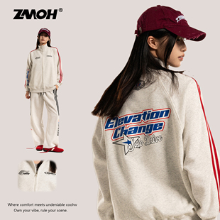 ZMOH情侣开衫卫衣2025年秋季新款薄外套男美式休闲女装上衣球服