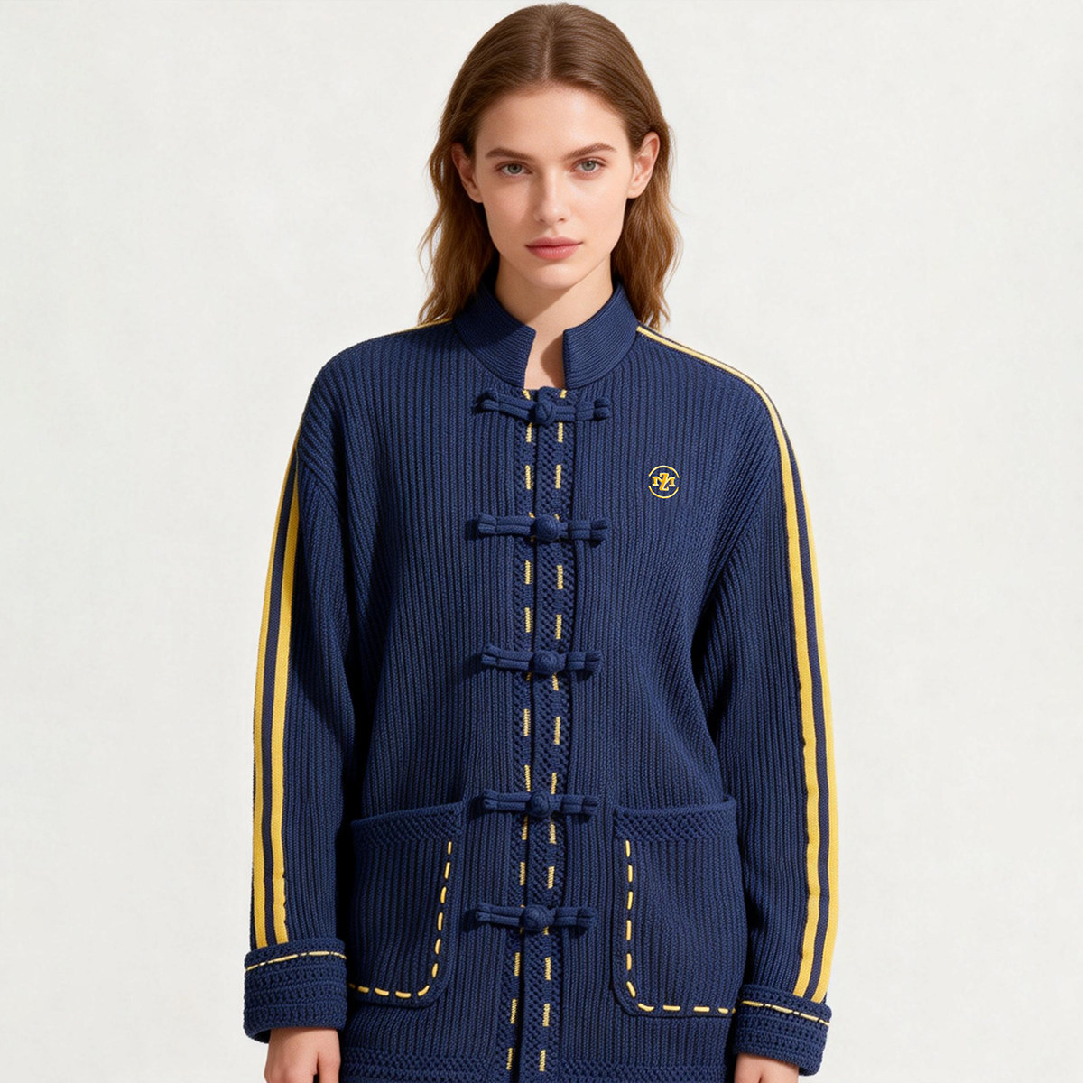 ZMOH新中式开衫情侣毛衣2026年秋冬款男休闲红色新年女外套中国风