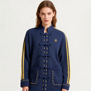 ZMOH新中式开衫情侣毛衣2026年秋冬款男休闲红色新年女外套中国风