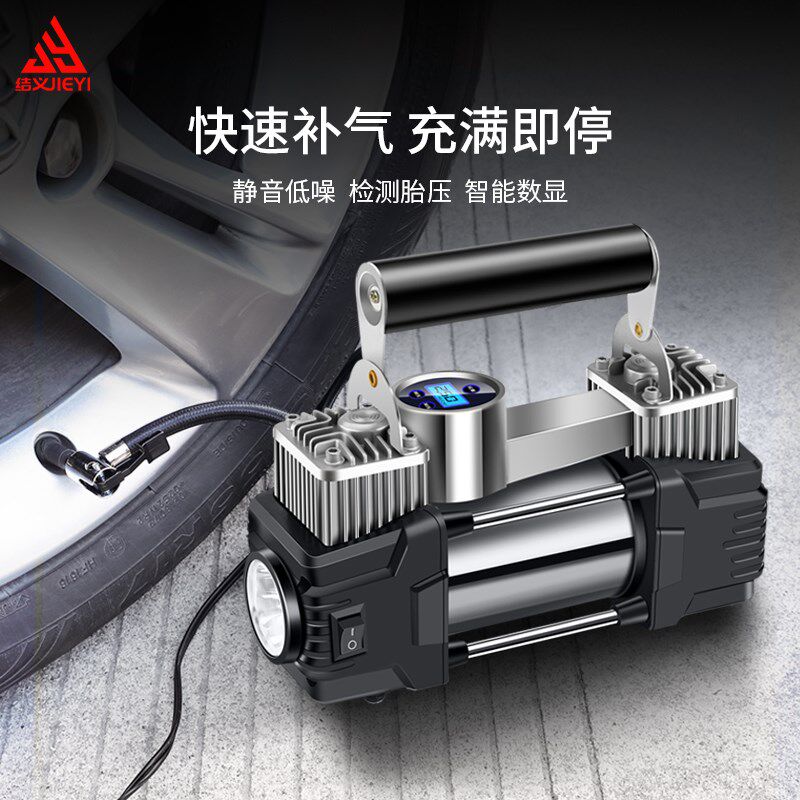 热销车载充气泵汽车打气泵轮胎专用带测胎压气压表车用高压电动打