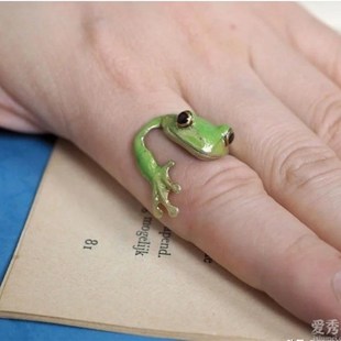 小众饰品自然小动物首饰青蛙螃蟹耳夹戒指指环