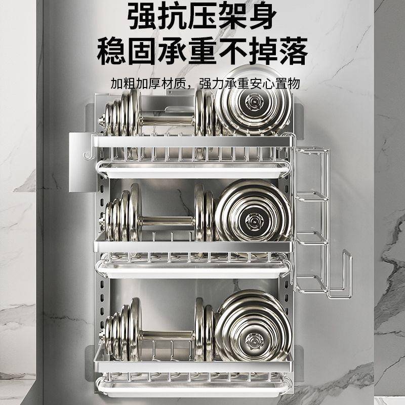 【出口品质】304不锈钢厨房置物架墙上沥水架壁挂式碗碟架多功能