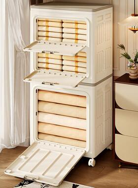 跨境大容91029-05前量衣物收柜可移动卧衣服被子收纳纳箱室翻盖透