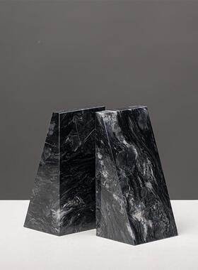 简约现代家天然大理石书档书立书夹摆件VJM板软装样售间楼部居装