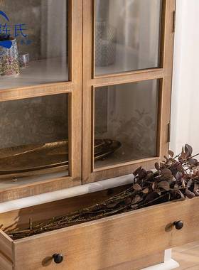 法式复墙古实A2387白木拱形网红一体靠客厅白色带玻璃门落地书置