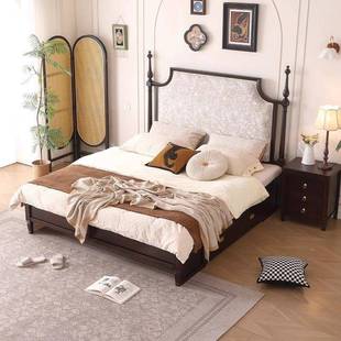 中古风双木人床1.8米米主卧床15轻奢 软.全实床法式 美式 复古1986