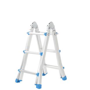 DLM403-4家跨境厂铝合折叠工金程梯内伸缩升降人字梯家用室便携多