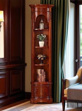 式角实木柜三角酒柜客厅UWD角厨复古置物架拐角转边柜欧式美角墙