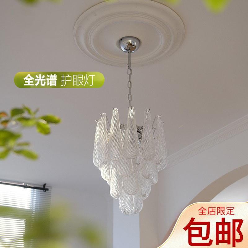 法式水滴瀑布轻奢玻璃吊灯全光谱护眼美式复古客厅餐厅卧室装饰灯