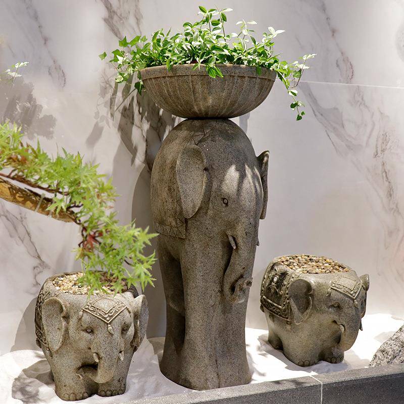大象花盆多肉动物园布户外2007庭墅置院别大型造景小花象落地摆件