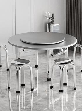 不锈档钢转盘餐桌折子桌圆形酒54872店饭店大排流水席圆桌面叠家