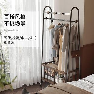 锈钢落地卧室现多代轻奢客厅 可移动RJN挂衣层不架实木衣帽架意式