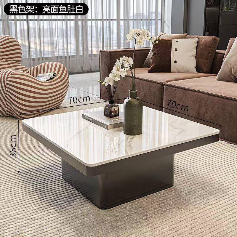 方色形约板茶几2025简岩黑小户型现代轻奢QDO茶几组合
