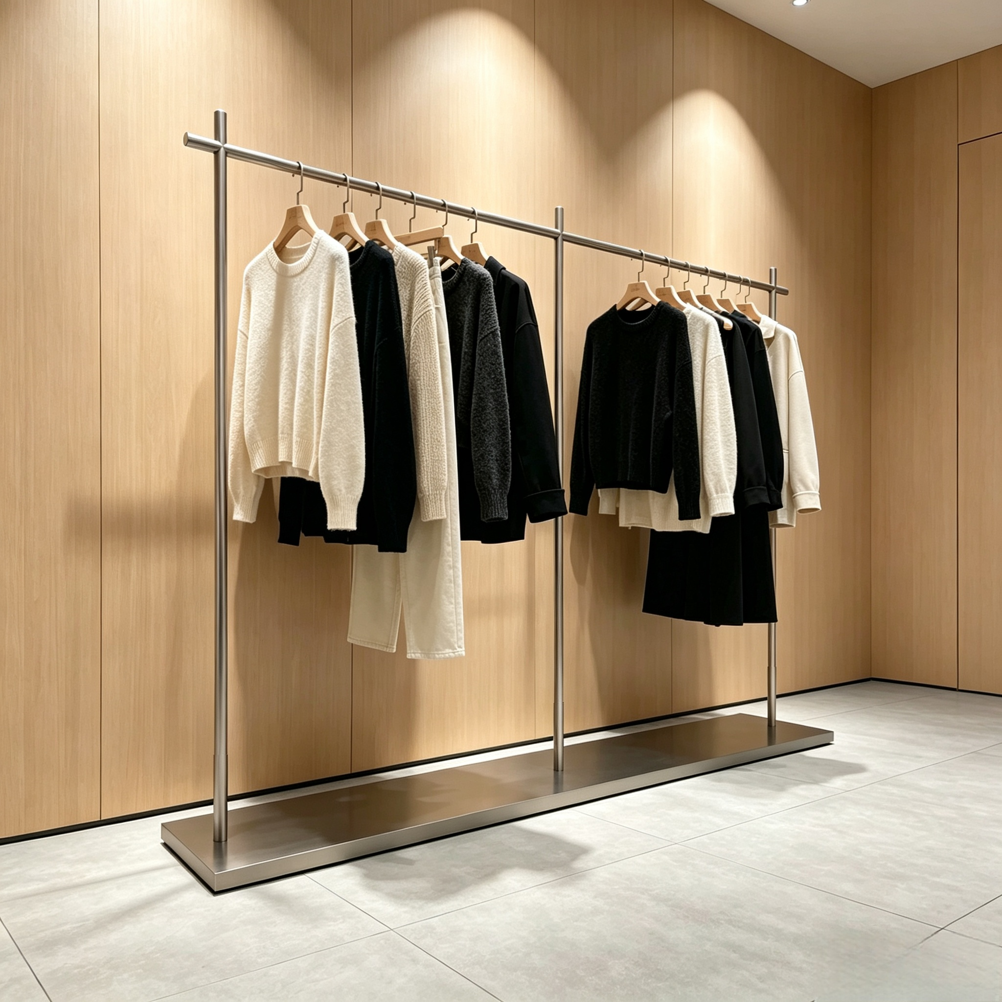 不锈钢落地中岛服装展示架挂衣架图片