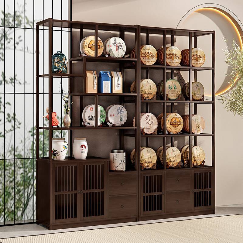新中式博古架茶叶架茶架展示架茶具茶室茶柜置物架多宝阁实木摆件