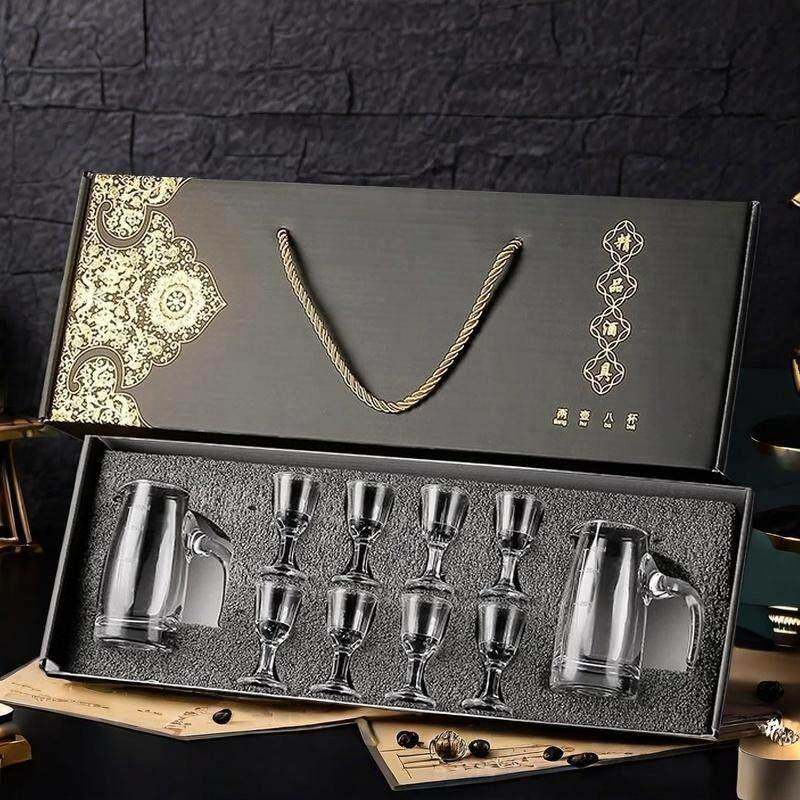 高档白酒杯套装家用送礼水晶描金烈酒杯分酒器小号一口杯礼盒装