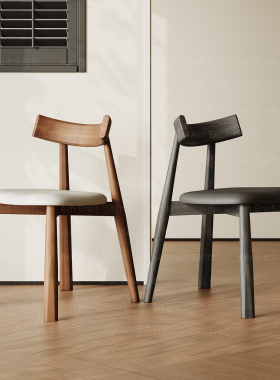 法式复古椅设计师实木餐椅2026新款中古风白蜡木椅单人高级休闲椅