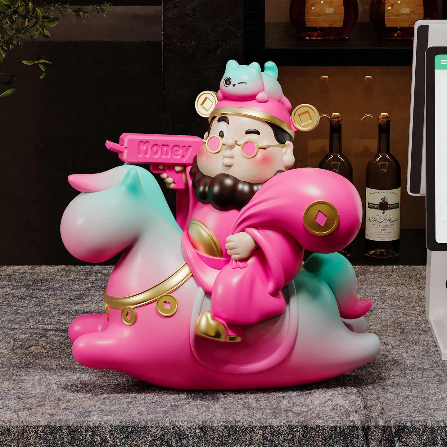 财神爷马上发财摆件店铺开业礼物招财前台办公室桌面创意乔迁装饰