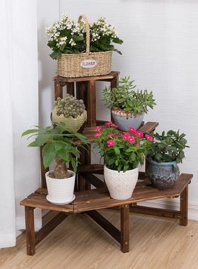 台Nkv防拐腐木转花架实木多层三角墙角架子室外角阶梯bRh2GidS多