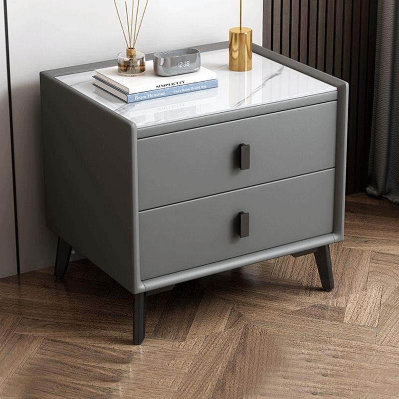 简约储物轻奢岩板AQ100013床头柜现实木代整家床边收纳柜装用网红