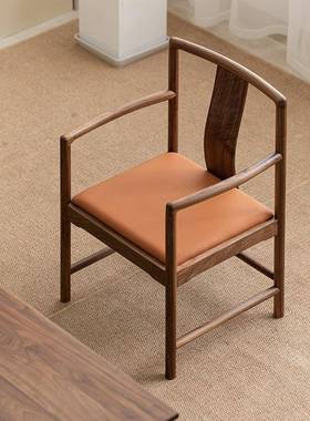 美黑胡桃南KL-04270北宫椅木古仿实木南官帽椅中式太师椅客厅茶椅